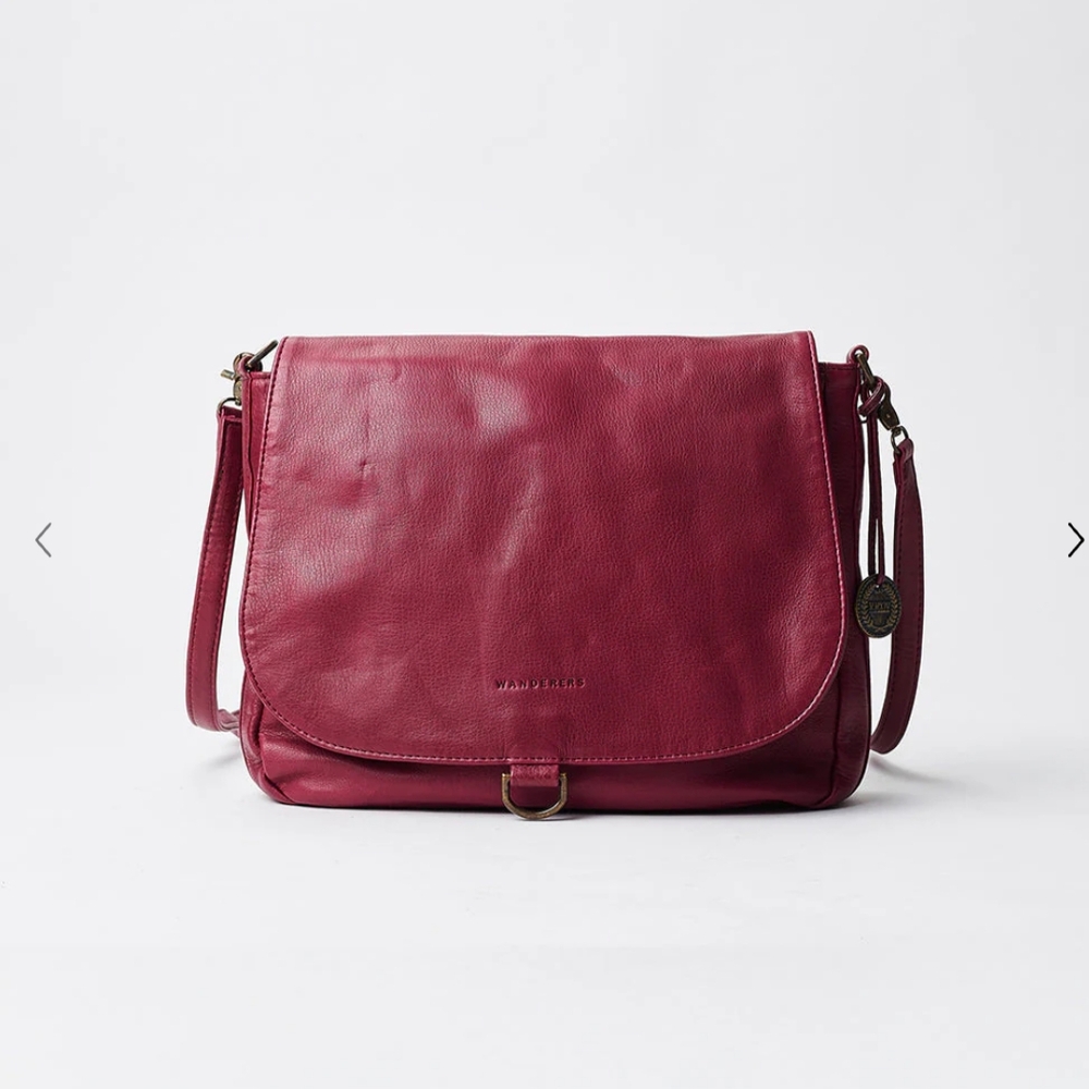 Wanderers The Munich Crossbody Satchel Burgundy Leather